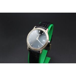 Raymond Weil Geneve 5569 Swiss Watch Black Dial Date Stainless Steel Leather